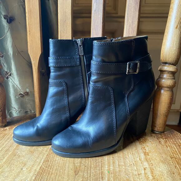 FRYE PATTY RIDING Boot Women’s US 8.5B Buckle Block Heel Leather Side Zip - Picture 6 of 7